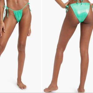 Good American Tiny Ties String Bikini Bottom Metallic Green Size 5 2XL Sparkle